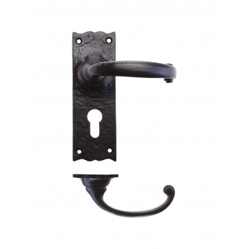 FF111EP ZOO FF FOXCOTE TRADITIONAL BLACK ANTIQUE DOOR FURNITURE SET