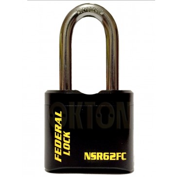 FPAD0186 FEDERAL NSR62FC EXTRA HEAVY DUTY FIXED CODE COMBI LONG SHACKLE PADLOCK 
