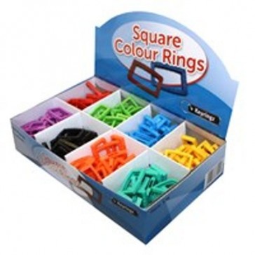 KEY BOW RINGS - LARGE SQUARE - ASSORTED COLOURS