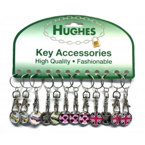 TROLLEY COIN KEY RING - NEW TYPE - ASSORTED DESIGNS